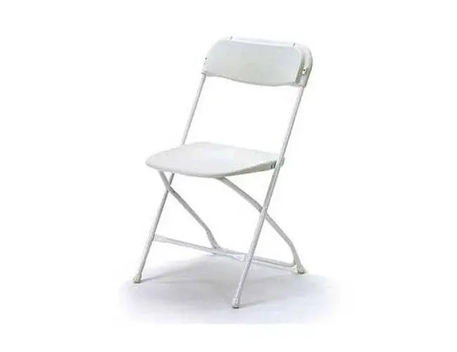 White steel folding chair from Pepe's Party Rental
