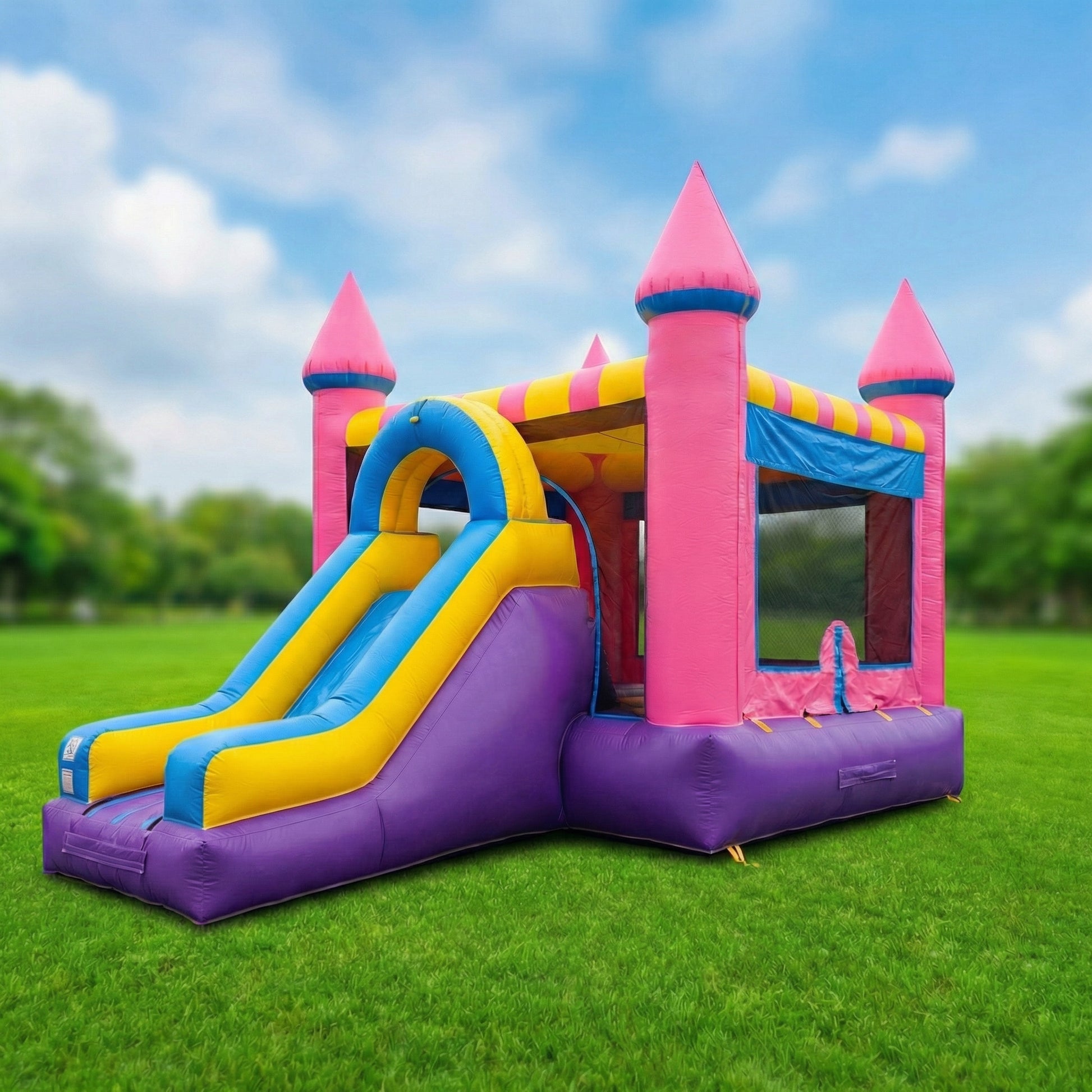 Pink Combo Bounce House 15x27 — Pepe's Party Rental, Stafford VA