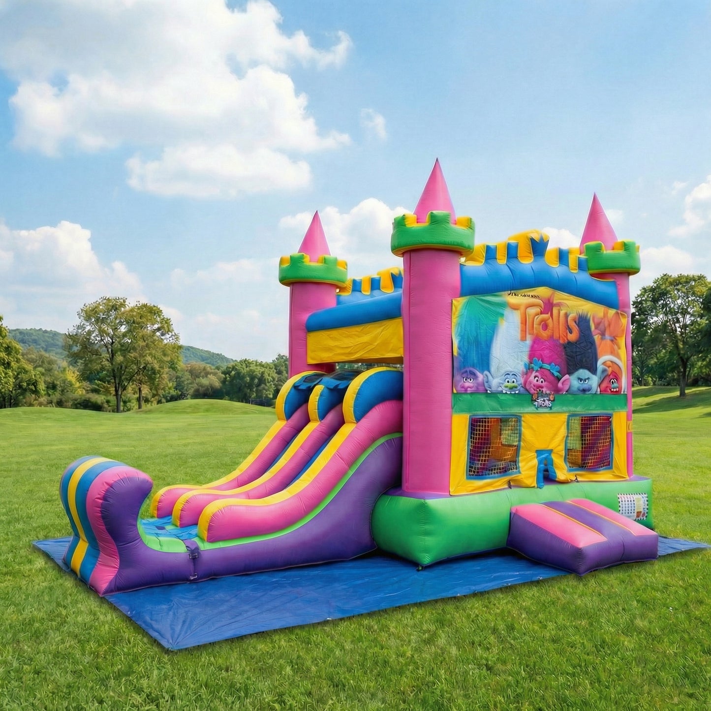 Pink Double Slide Combo Bounce House — Pepe's Party Rental, Stafford VA