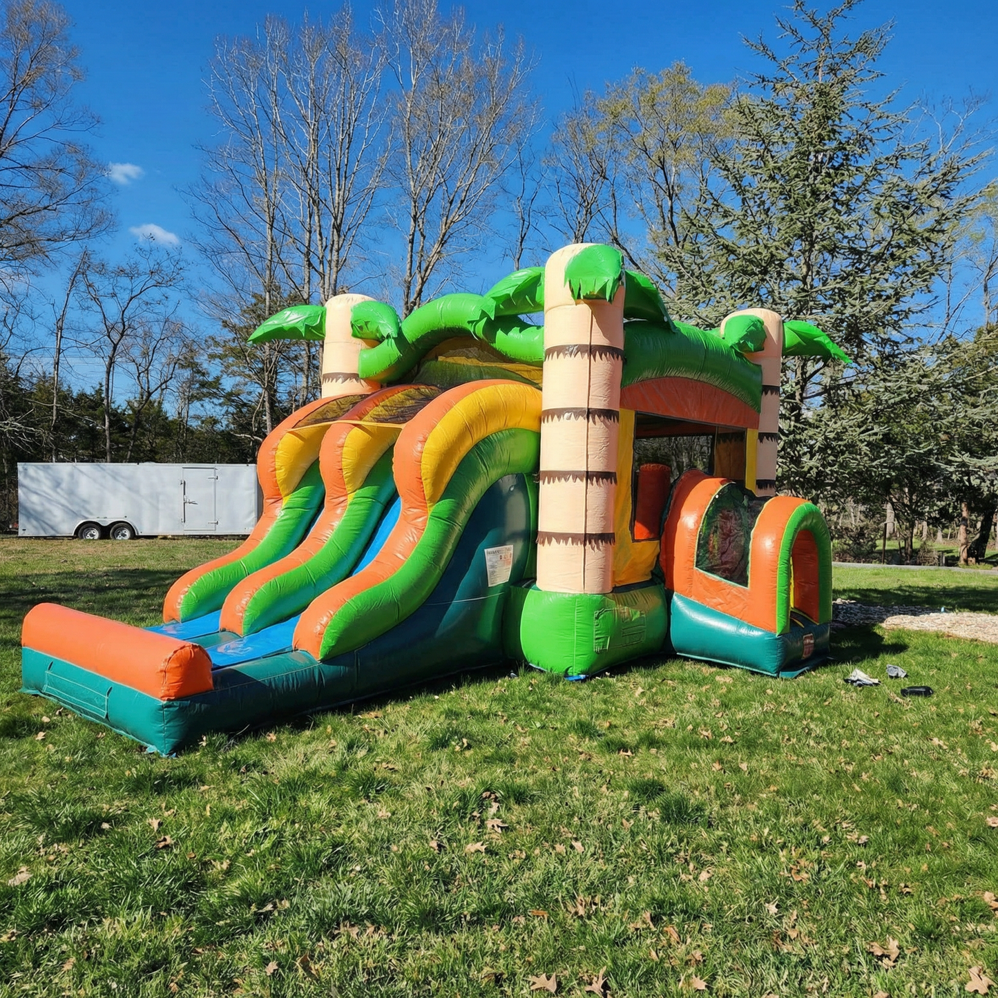 Palm Tree Double Slide Combo Bounce House — Pepe's Party Rental, Stafford VA
