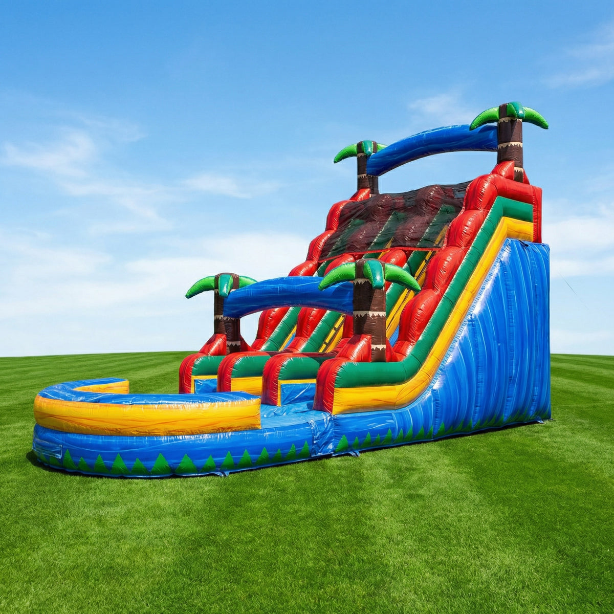 Tropical Double Slide Combo Bounce House — Pepe's Party Rental, Stafford VA