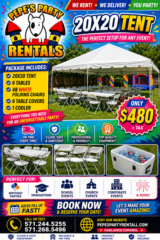 Party Package #1 — Bounce House + Tables & Chairs — Pepe's Party Rental, Stafford VA