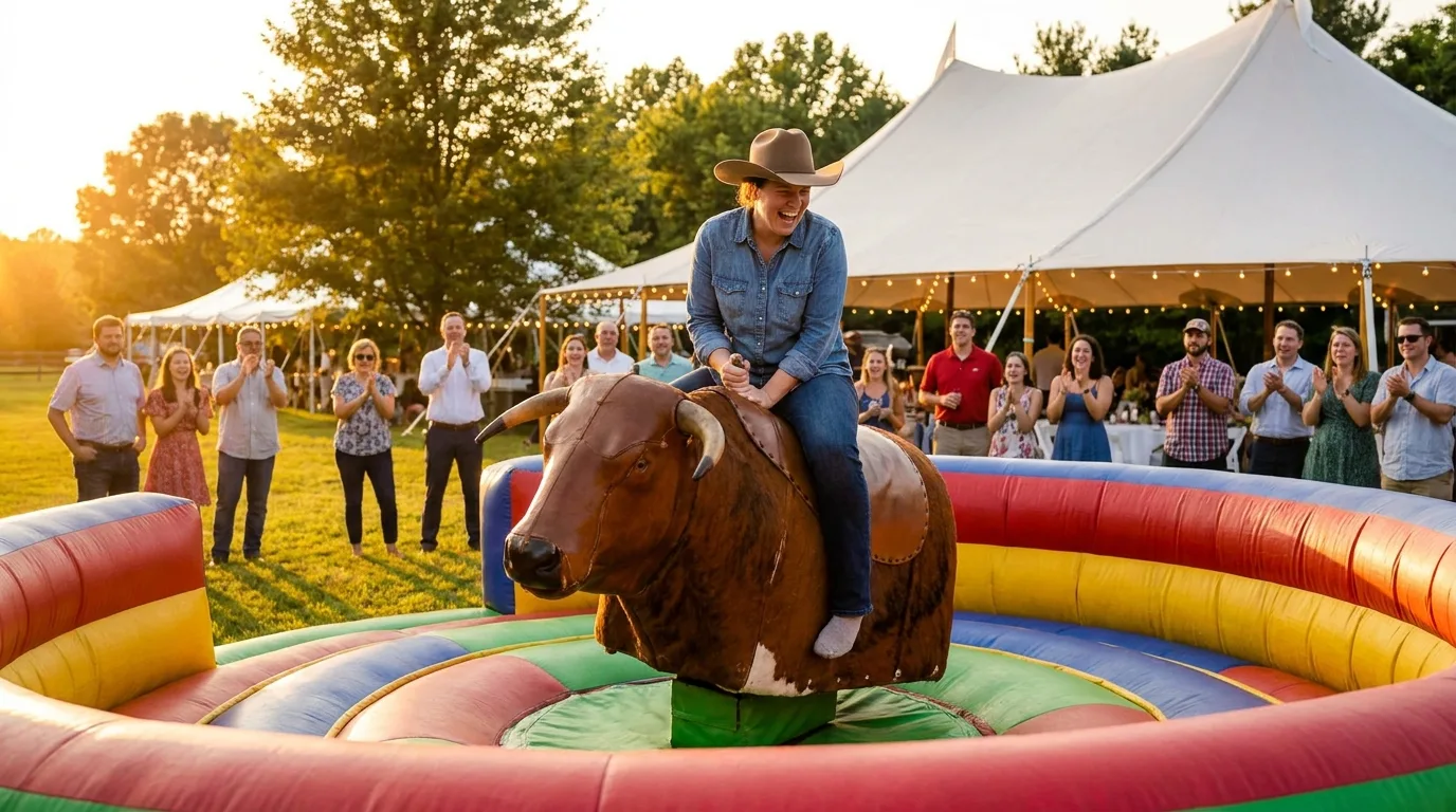 Mechanical bull at outdoor party