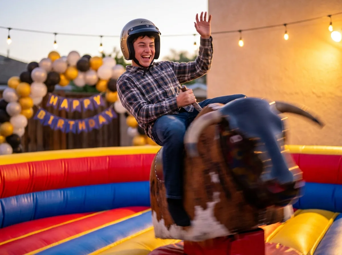 Birthday party mechanical bull